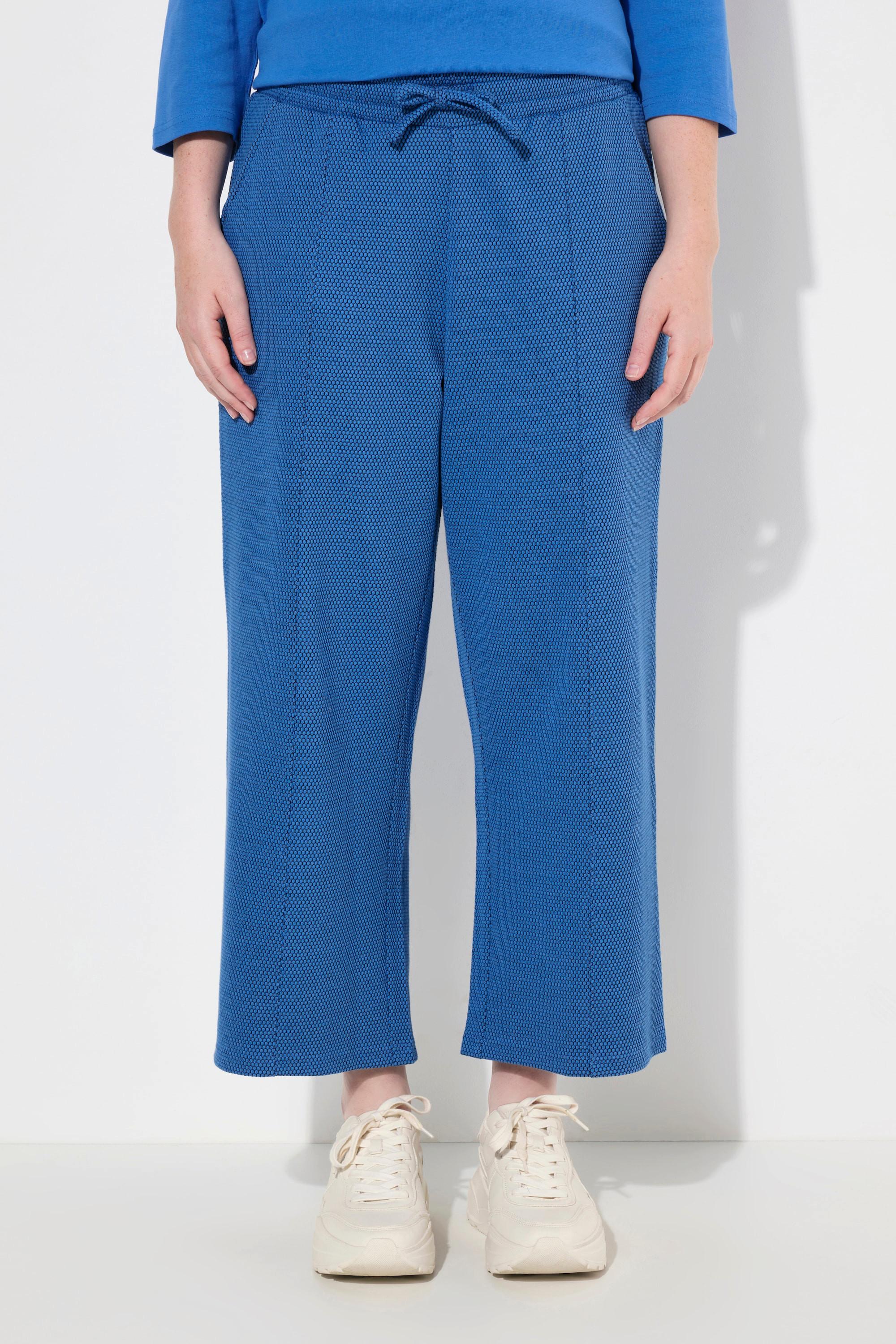 Ulla Popken  Culottes di felpa in cotone biologico con taglio della gamba ampio e cintura elastica 