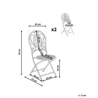 Beliani Lot de 2 chaises de jardin en Métal Rétro BIVIO  