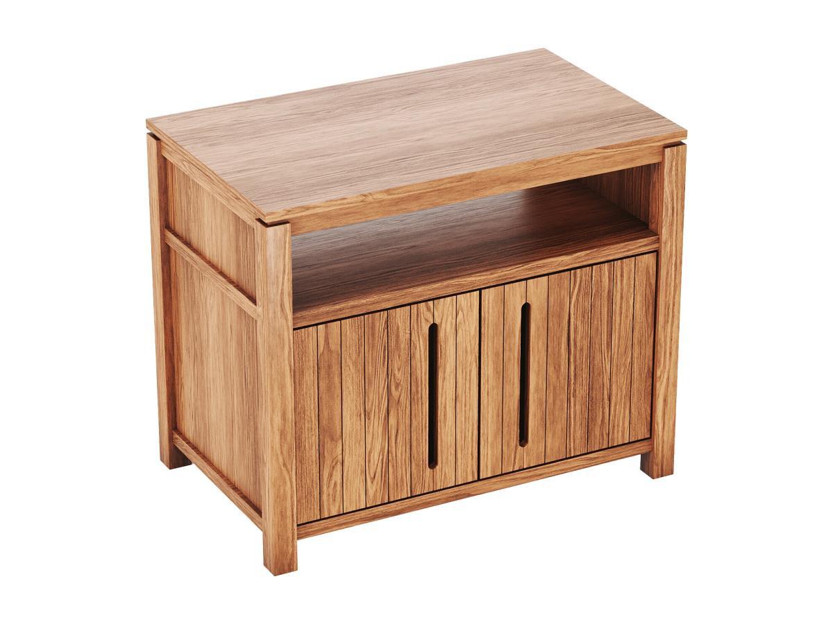 Image of Waschbeckenunterschrank aus hellem Teakholz - 90 cm - SARATOK Waschbeckenunterschrank aus hellem Teakholz - 90 cm - SARATOK