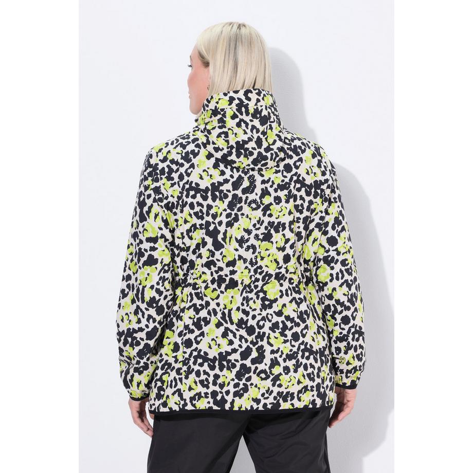 Ulla Popken Leichte Regenjacke mit Leomuster wasserdicht 2-Wege-Zipper  