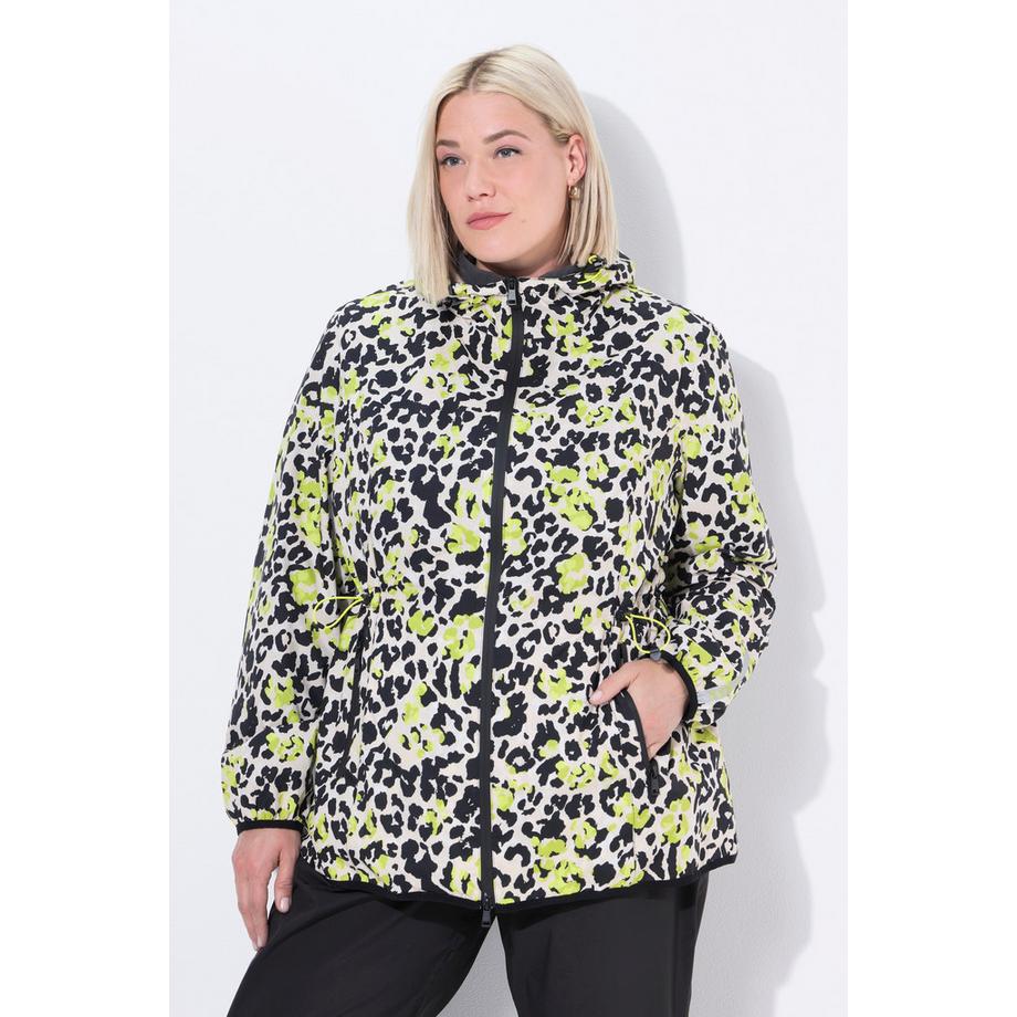 Ulla Popken Leichte Regenjacke mit Leomuster wasserdicht 2-Wege-Zipper  