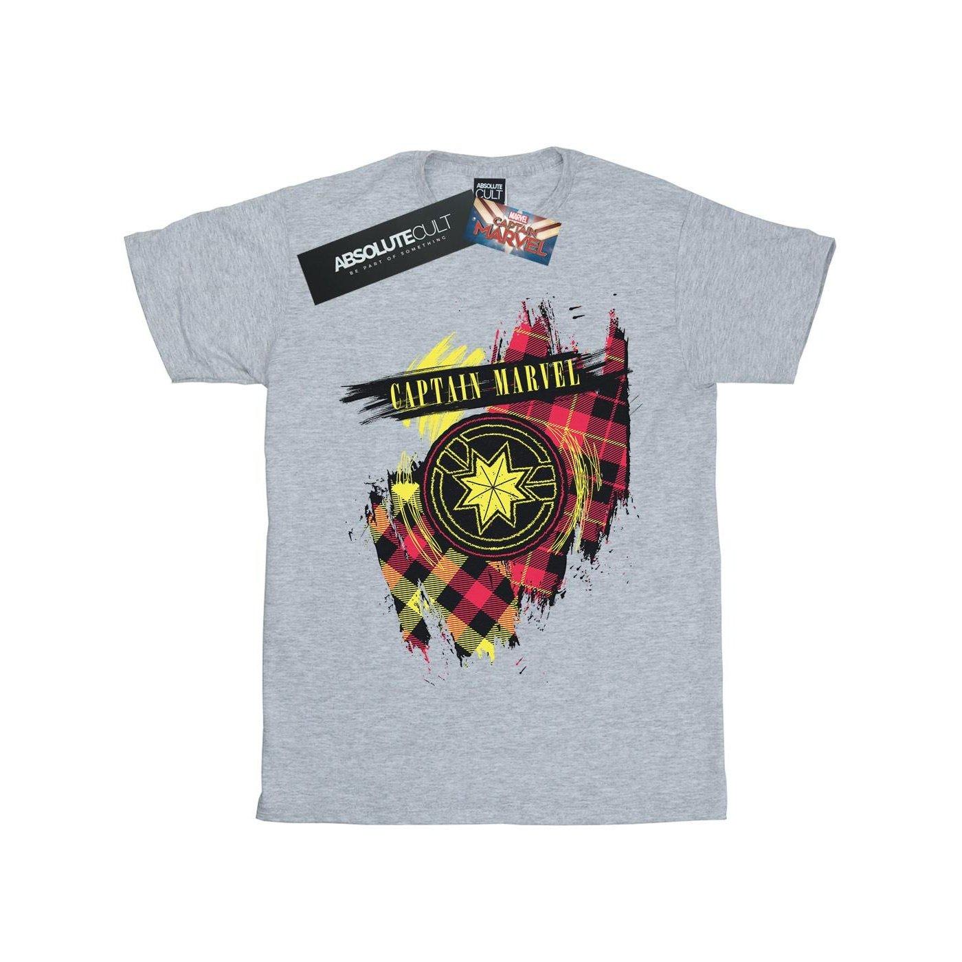 Image of Captain Tartan Patch Tshirt Unisex Grau 128