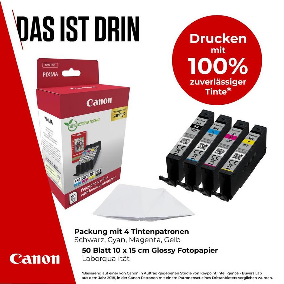 Canon  CANON Tinte 2106C006 CLI-581 Multipack + Papier 