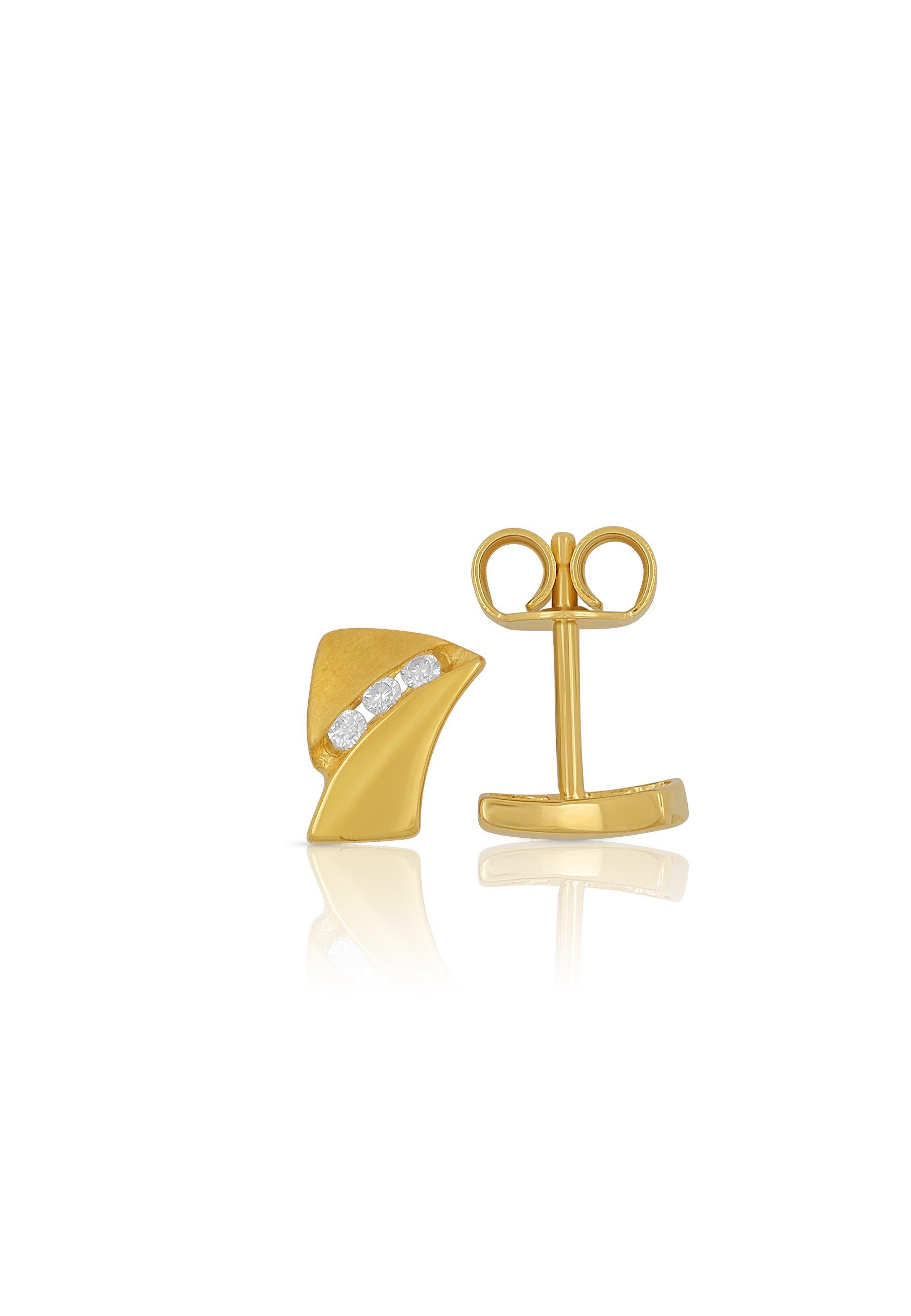 MUAU Schmuck  Clous d'oreilles or jaune 750 diamant 0.06ct. 8x6mm 