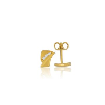 Clous d'oreilles or jaune 750 diamant 0.06ct. 8x6mm