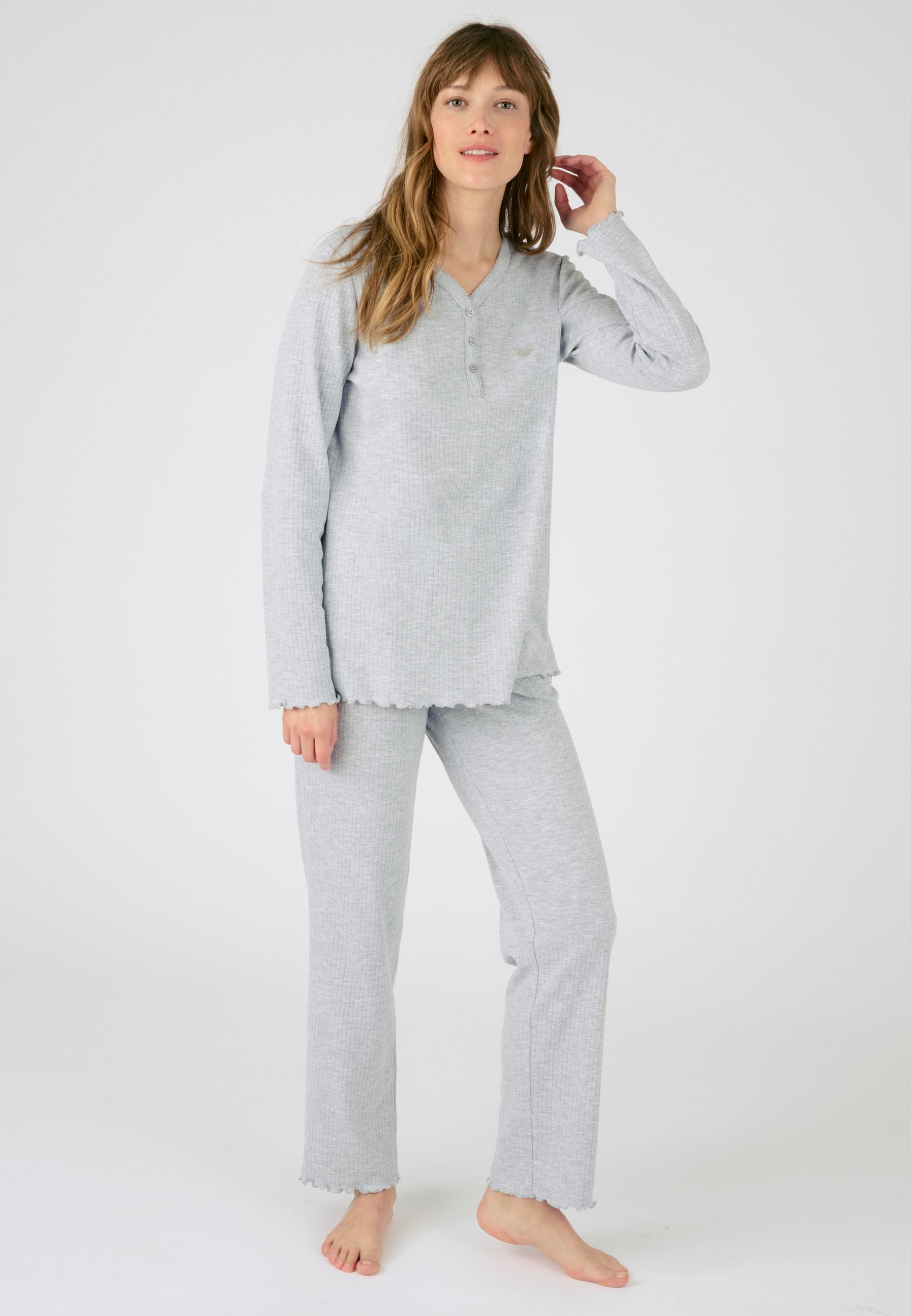 Image of Pyjama Aus Weichem Und Elastischem Interlock-rippstrick Unisex Grau 46/48