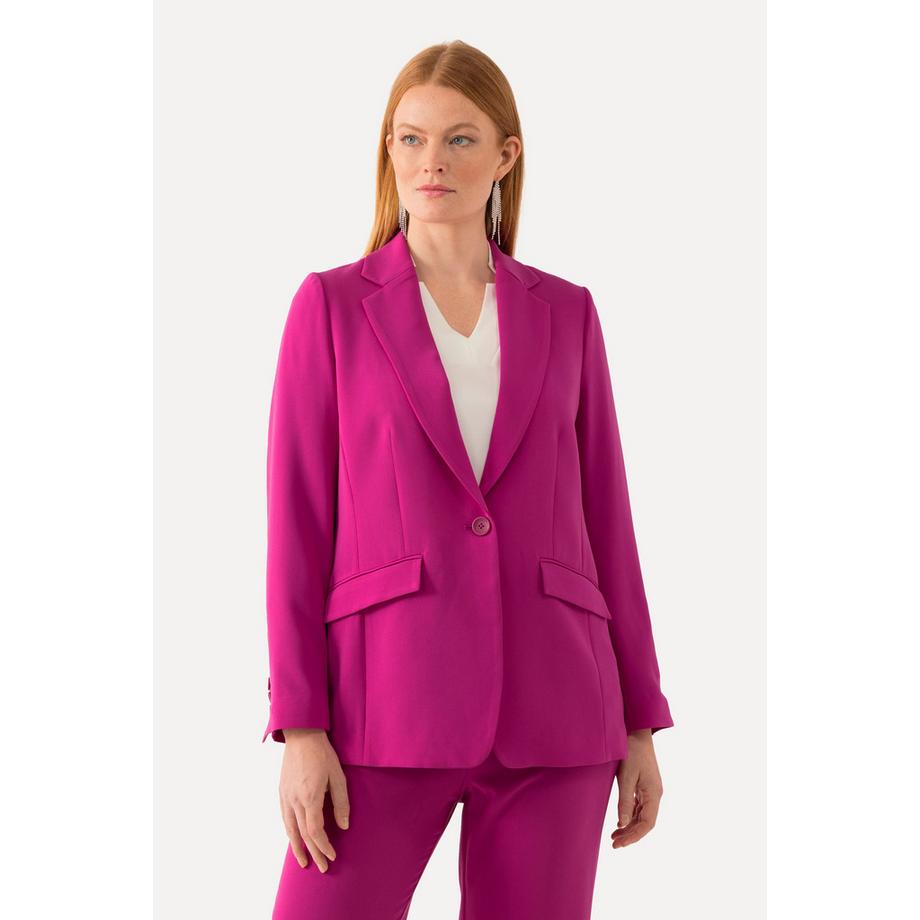 Ulla Popken Blazer Col Revers Poches a Rabat Fermeture Bouton  
