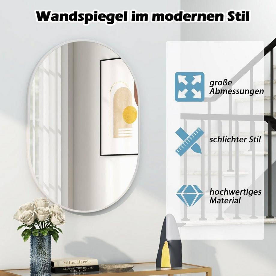 Northix Badezimmerspiegel 70 x 50 cm großer Kosmetikspiegel mit bruchsicherer Folie Schwarz  