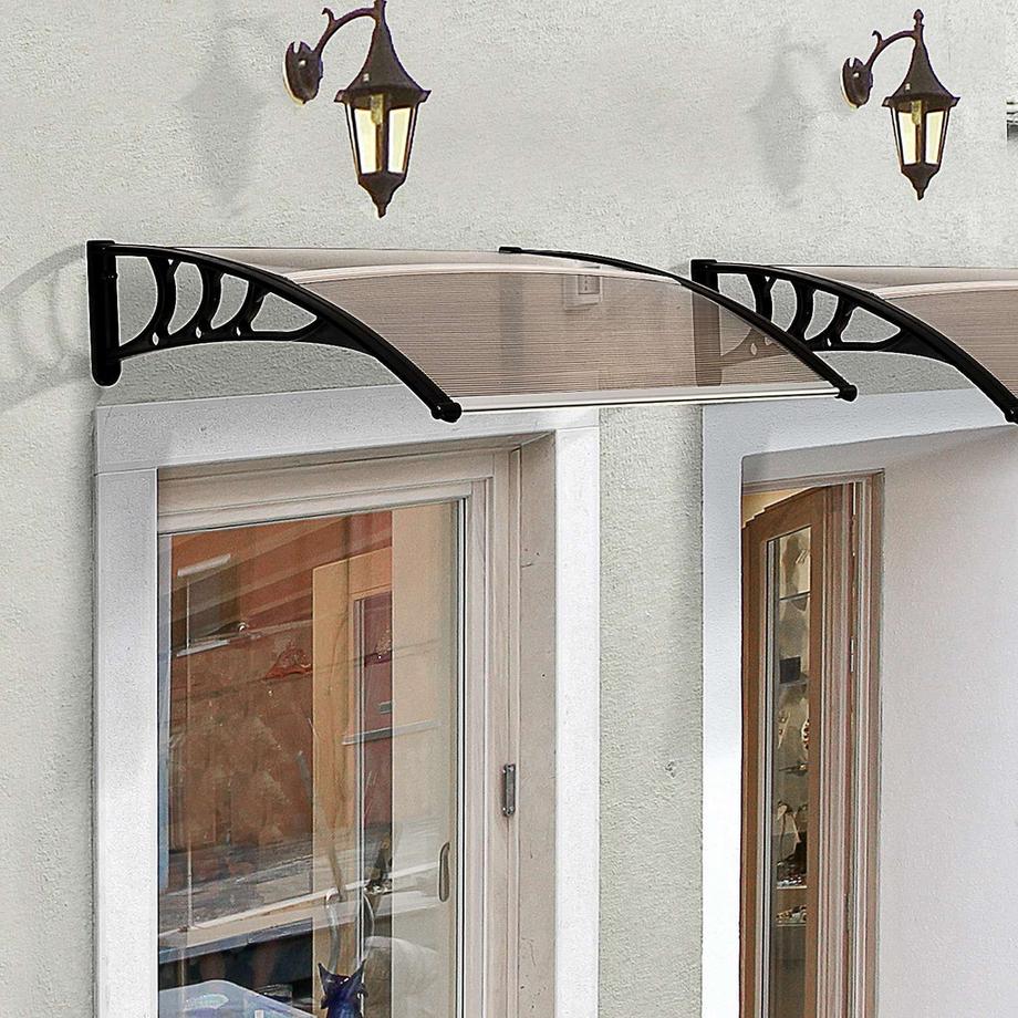 Northio Pensilina Per Porta D'Ingresso, Pensilina In Policarbonato, Resistente Alle Intemperie, Marrone, 120X75 Cm  