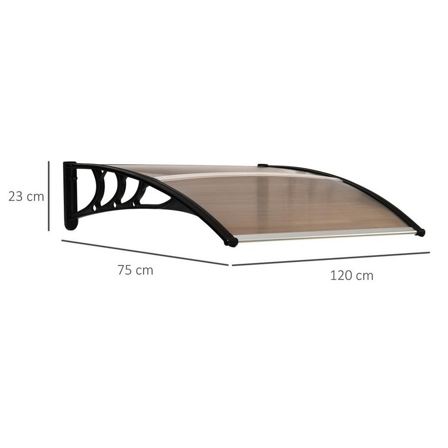 Northio Pensilina Per Porta D'Ingresso, Pensilina In Policarbonato, Resistente Alle Intemperie, Marrone, 120X75 Cm  