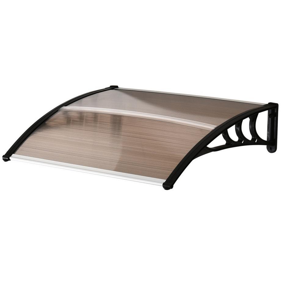 Pensilina Per Porta D'Ingresso, Pensilina In Policarbonato, Resistente Alle Intemperie, Marrone, 120X75 Cm
