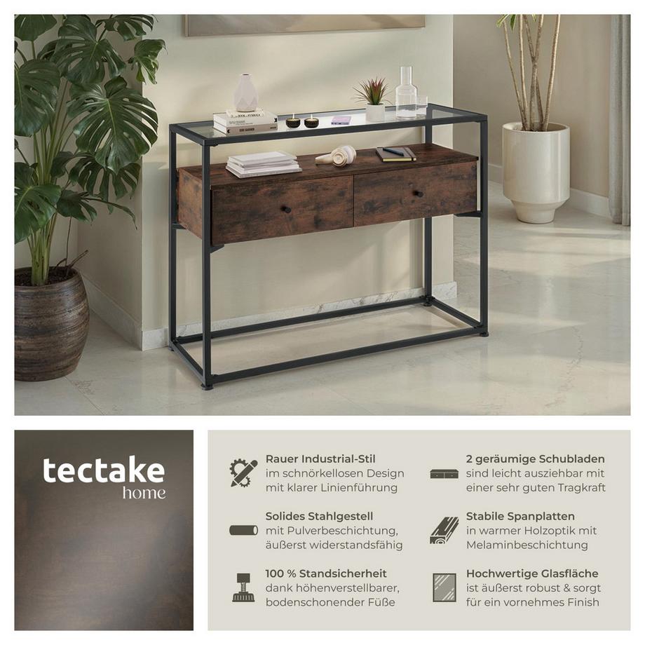 Tectake Konsolentisch Reading Industrial Style Holz und Stahl  