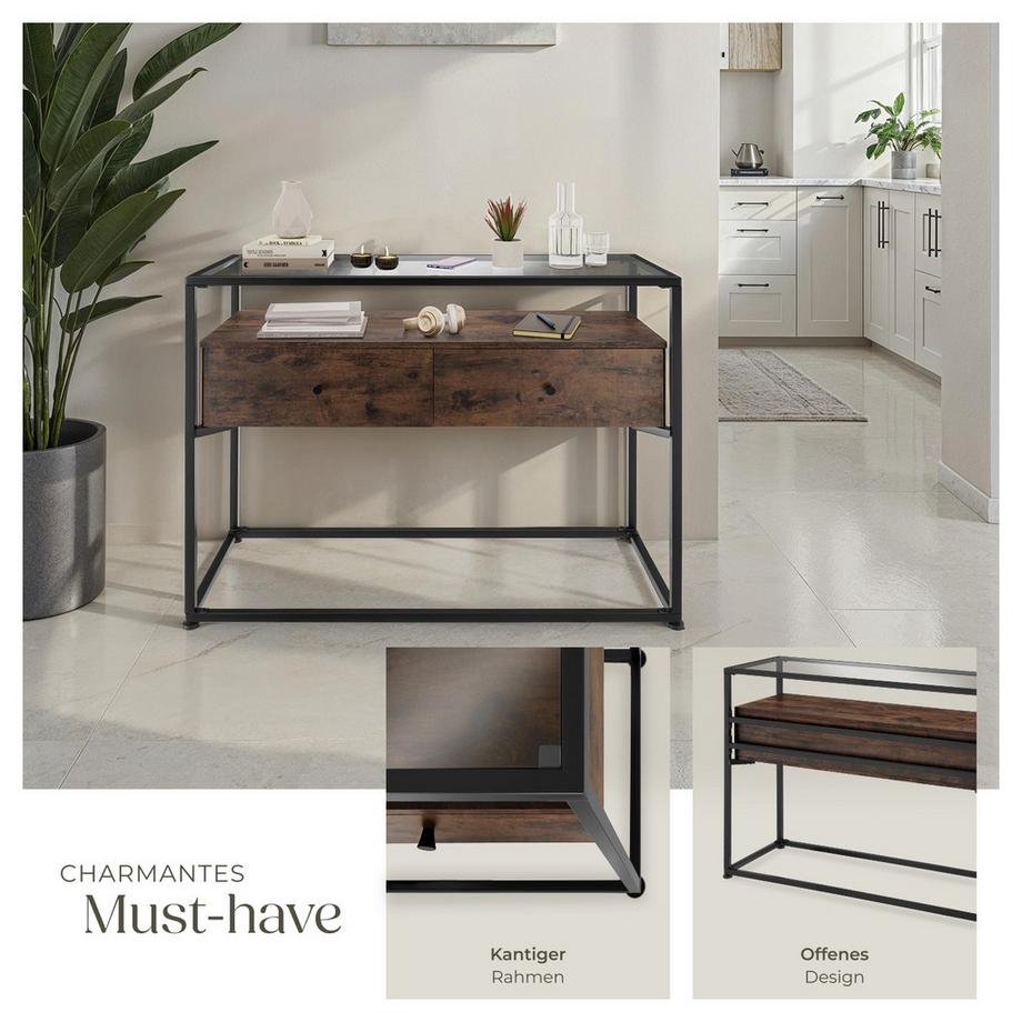 Tectake Konsolentisch Reading Industrial Style Holz und Stahl  