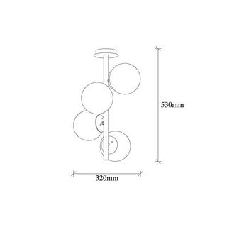 OZAIA Suspension en métal verre 4 globes FAZE Doré  