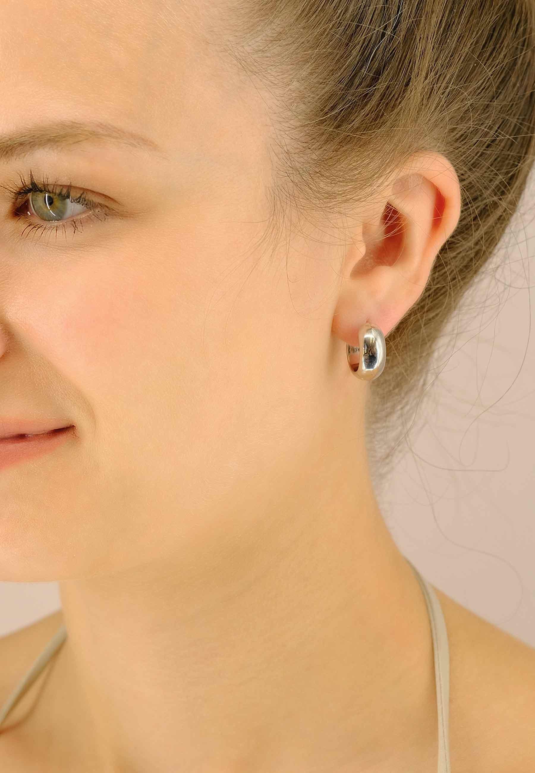 MUAU Schmuck  Creolen Weissgold 750 Scharnier bombiert/flach 17x7mm 