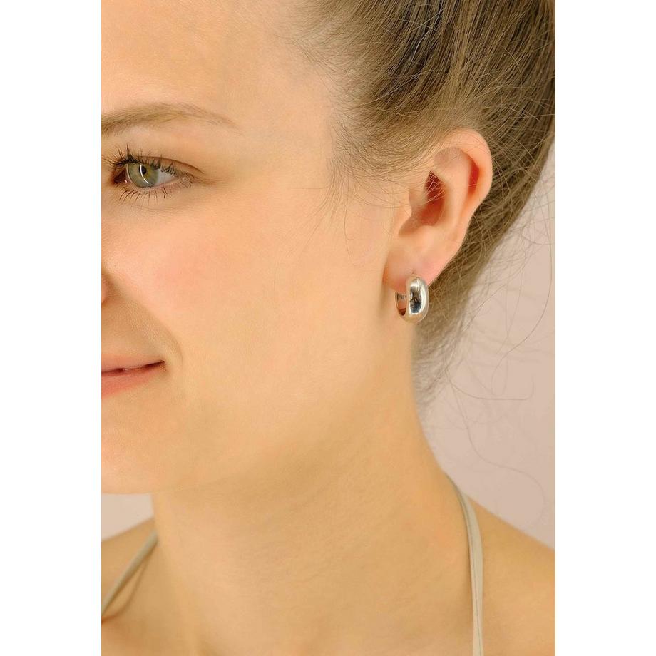 MUAU Schmuck  Creolen Weissgold 750 Scharnier bombiert/flach 17x7mm 