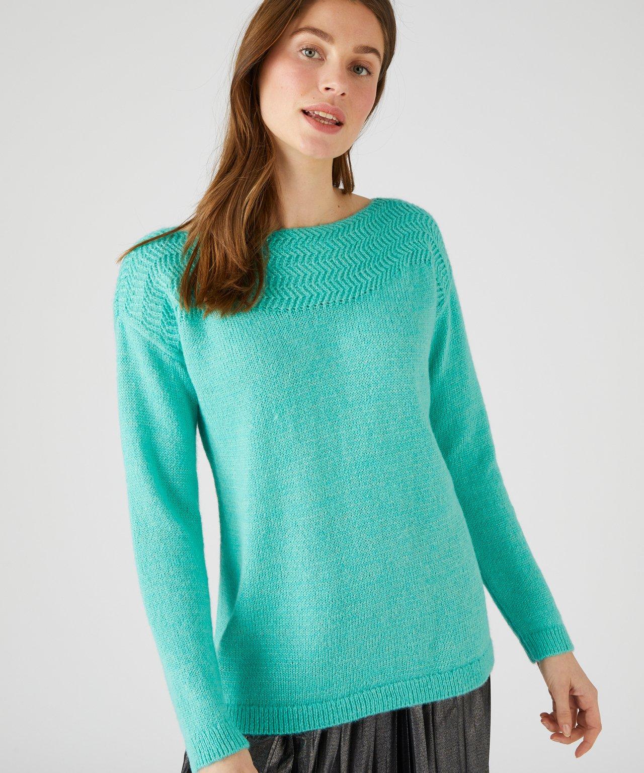 Image of Pullover Im Fischgratdessin, Mit Thermolactyl. Damen Blau 42/44