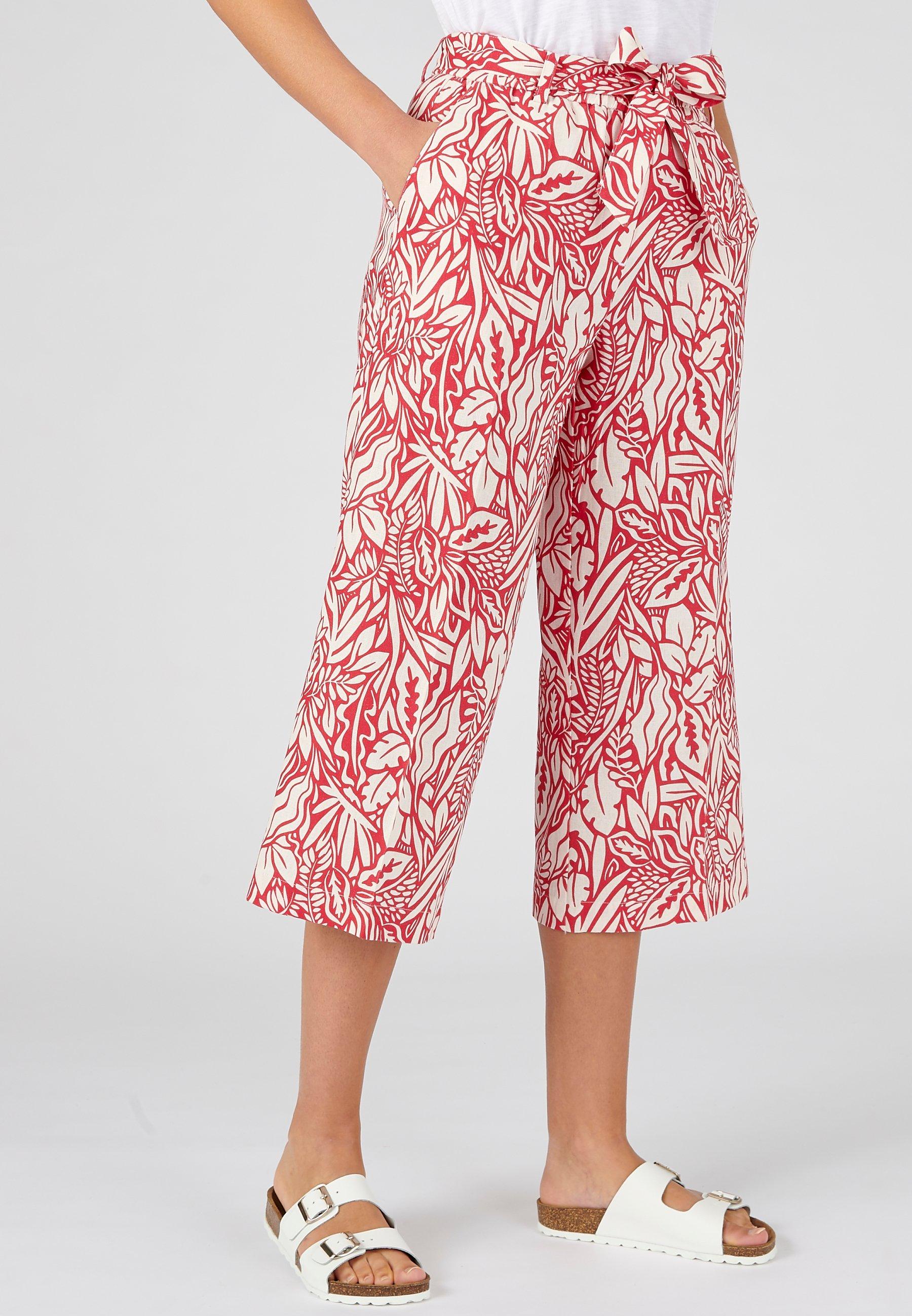 Image of 3/4-hose Aus *leinenmix. Damen Rot 52