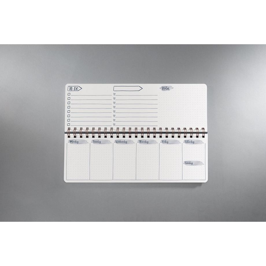 Sigel Planner settimanale Jolie senza data - Apricot Inspiration - 1/2 DIN A4 orizzontale - bianco, albicocca, grigio - hardcover - 2 pagine = settimana inferiore / pagina superiore di pianificazione - certificazione FSC  