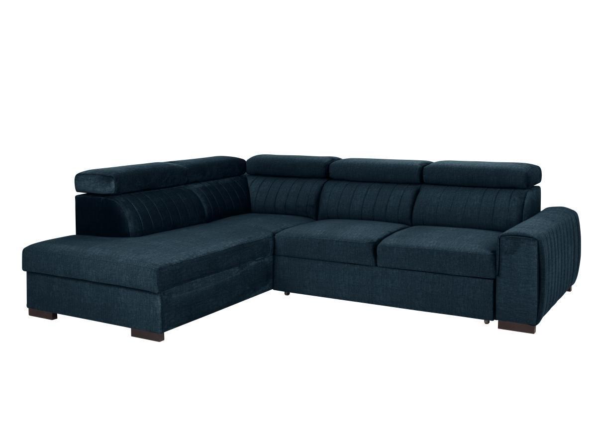 Image of Großes Ecksofa - Ecke links - mit Schlaffunktion - Stoff - Dunkelblau - LARICA Großes Ecksofa - Ecke links - mit Schlaffunktion - Stoff - Dunkelblau - LARICA
