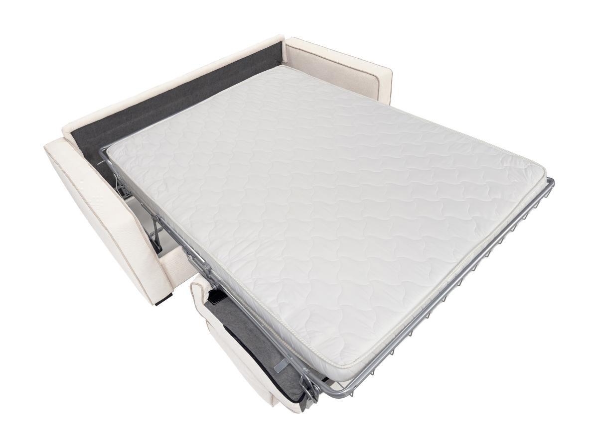 Vente-unique Divano letto 4 posti a ribalta con seduta in memory foam materasso 14cm Tessuto testurizzato Beige - FRAPALI  