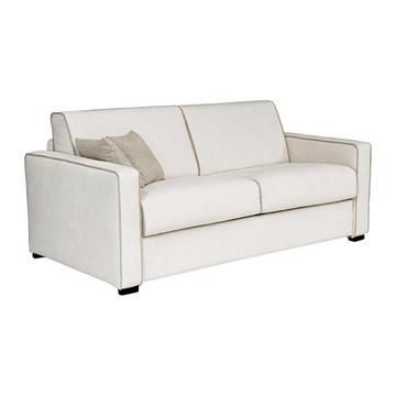 Sofa 4-Sitzer mit Matratze - Strukturstoff - Beige - Sitzfläche mit Memory Schaum - Matratze 14 cm - FRAPALI