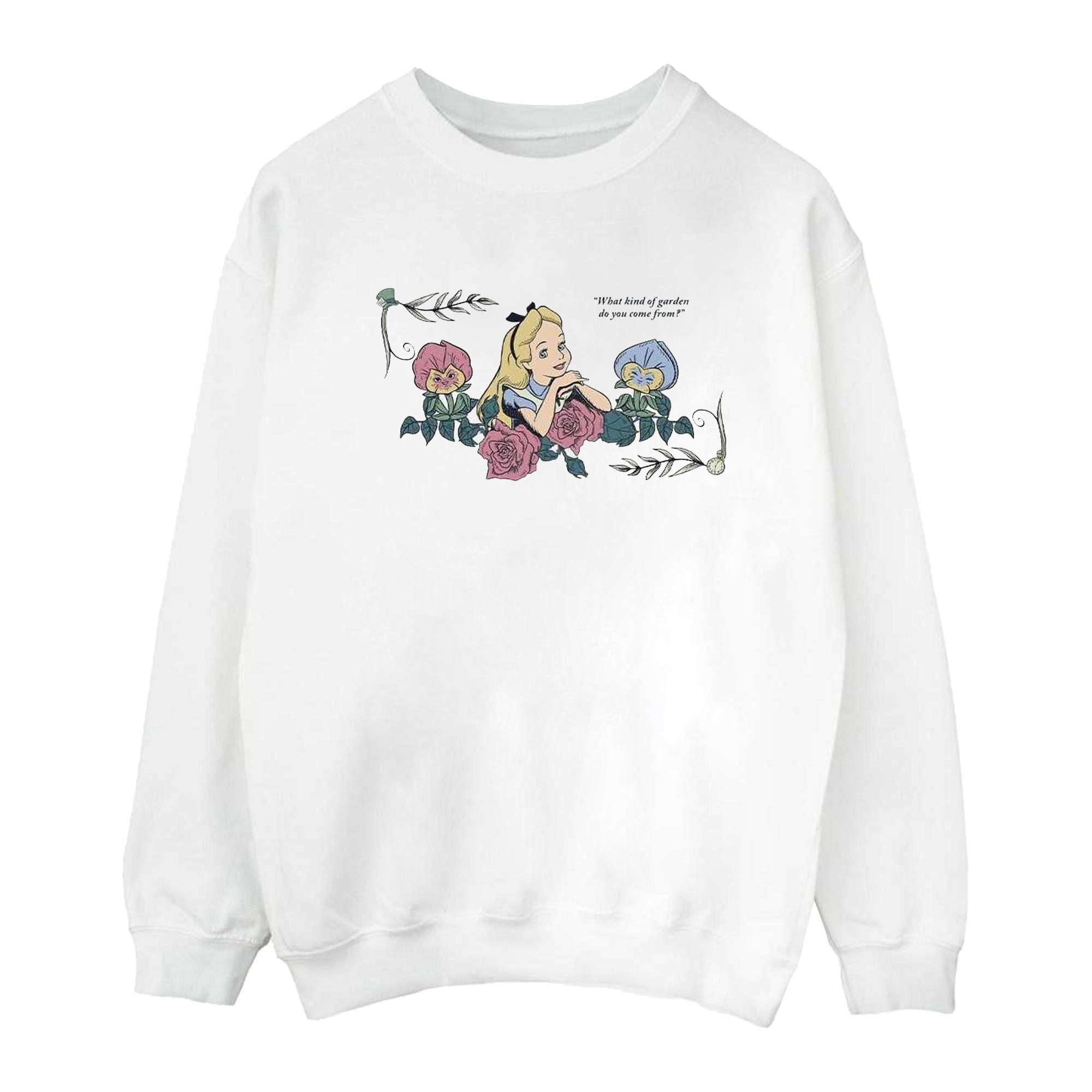 Image of Alice In Wonderland What Kind Of Garden Sweatshirt Damen Weiss S