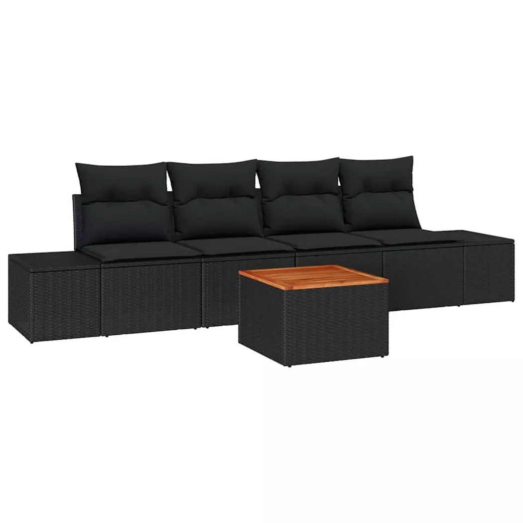 vidaXL Ensemble de canapé de jardin 5 pc Noir polyrotin