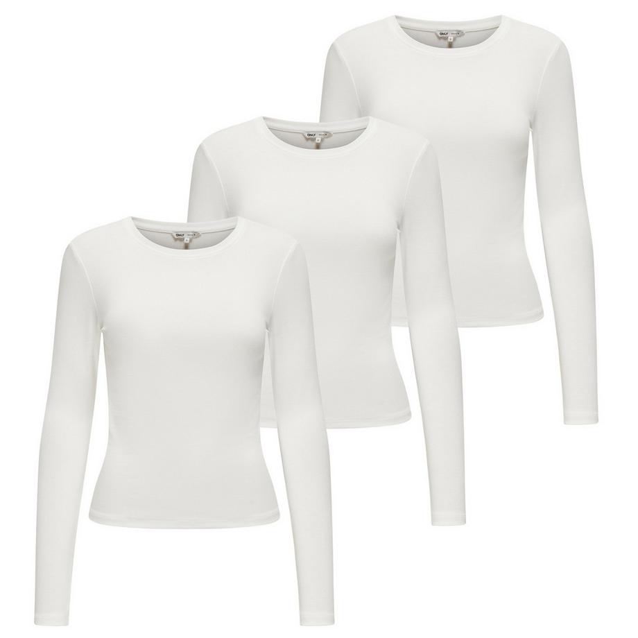 Longsleeve  3er Pack Figurbetont-ONLRILEY O-NECK TOP 3P