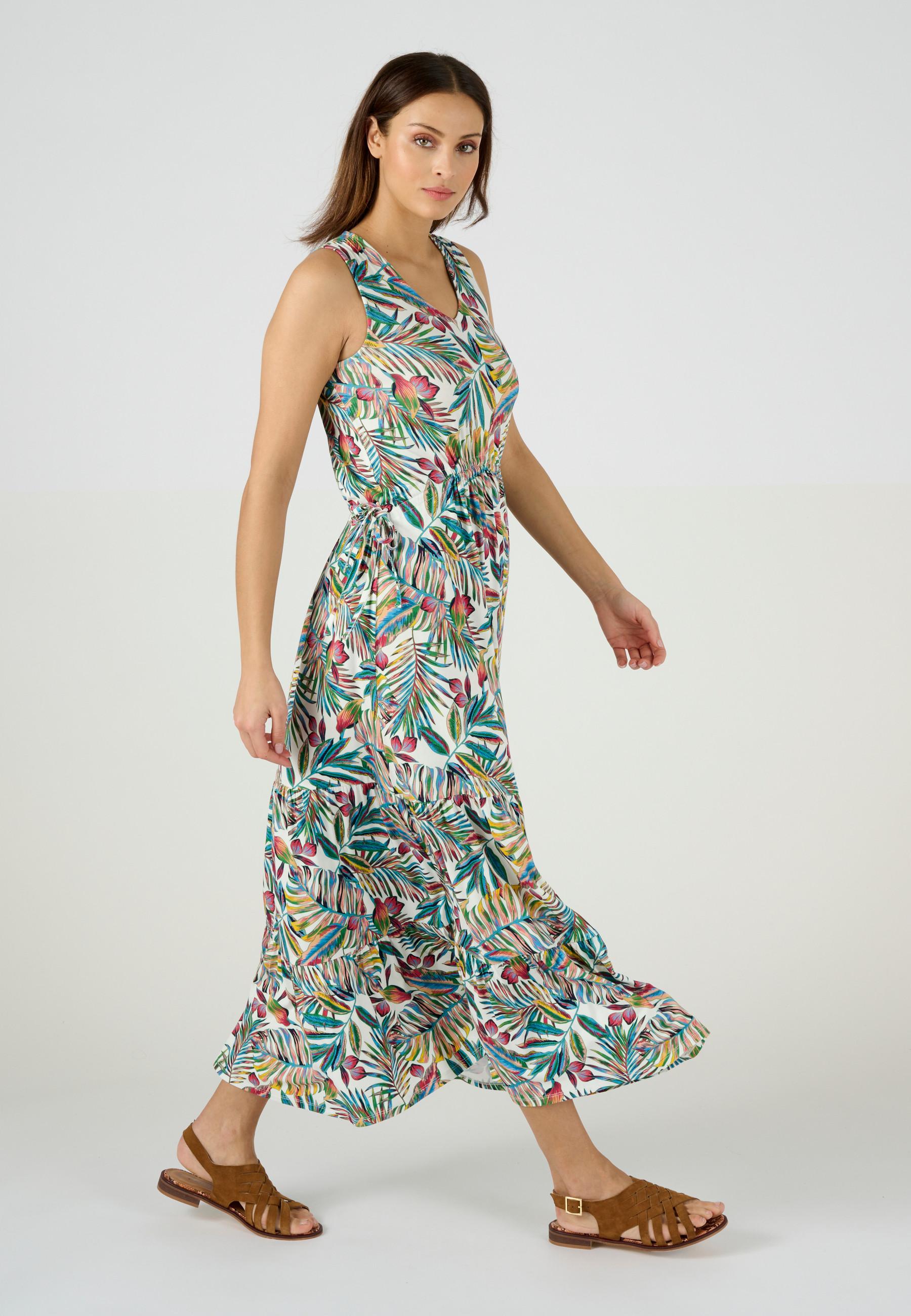 Image of Langes Strickkleid Mit Rüschen Damen Weiss 40
