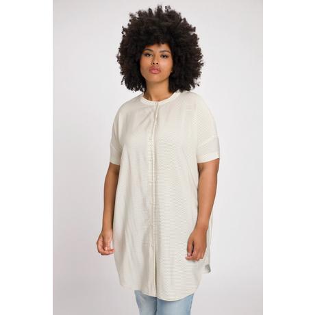 Ulla Popken  Blusa di lyocell dal taglio oversize con puntini, scollo a girocollo e mezze maniche 