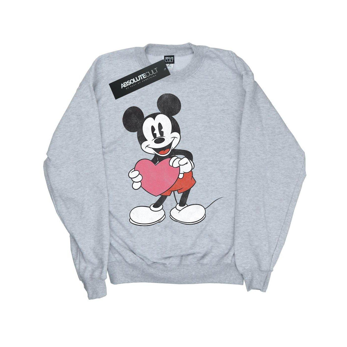 Image of Mickey Mouse Valentine Heart Sweatshirt Mädchen Grau 140/146