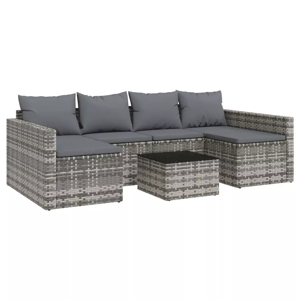 Vidaxl - Salon de jardin 2 pcs avec coussins Gris Résine tressée
