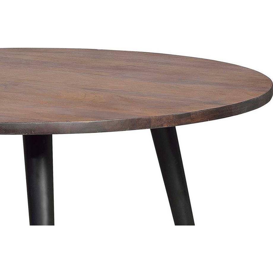 mutoni Table en bois massif mangue métal brun noir 120x120  