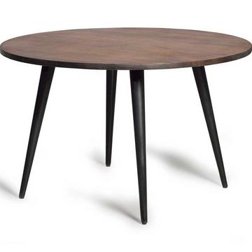 Table en bois massif mangue métal brun noir 120x120