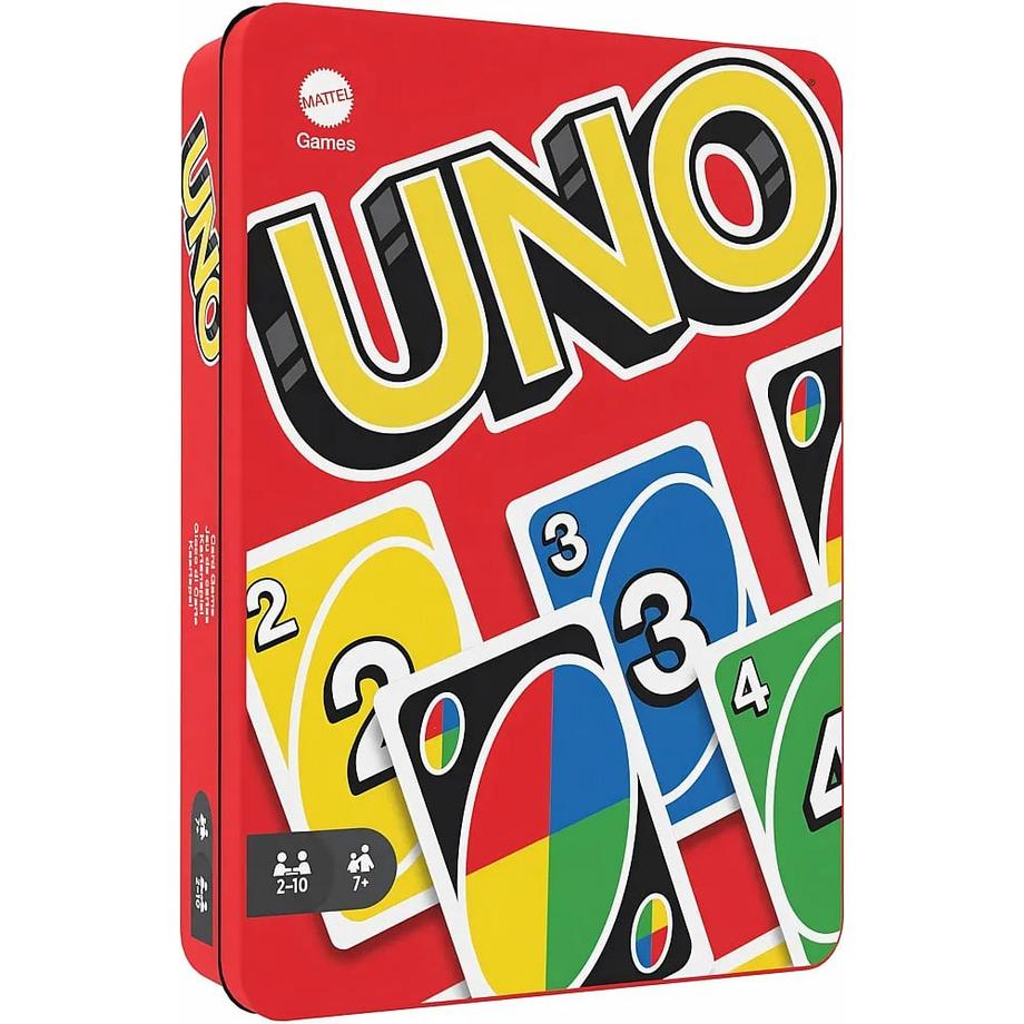 UNO-Kartenspiel mit 112 Karten in hochwertiger Metallbox