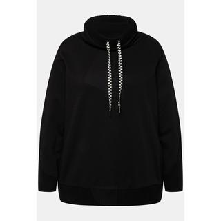 Ulla Popken  Sweat-shirt à col montant et manches longues, empiècements côtelés 