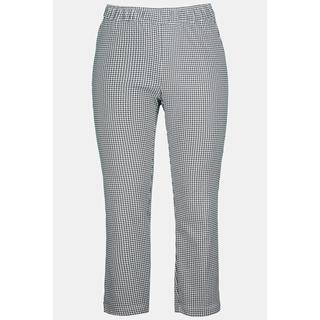 Ulla Popken  Pantaloni a 7/8 modello Sienna molto elasticizzati di bengalina con quadretto vichy 