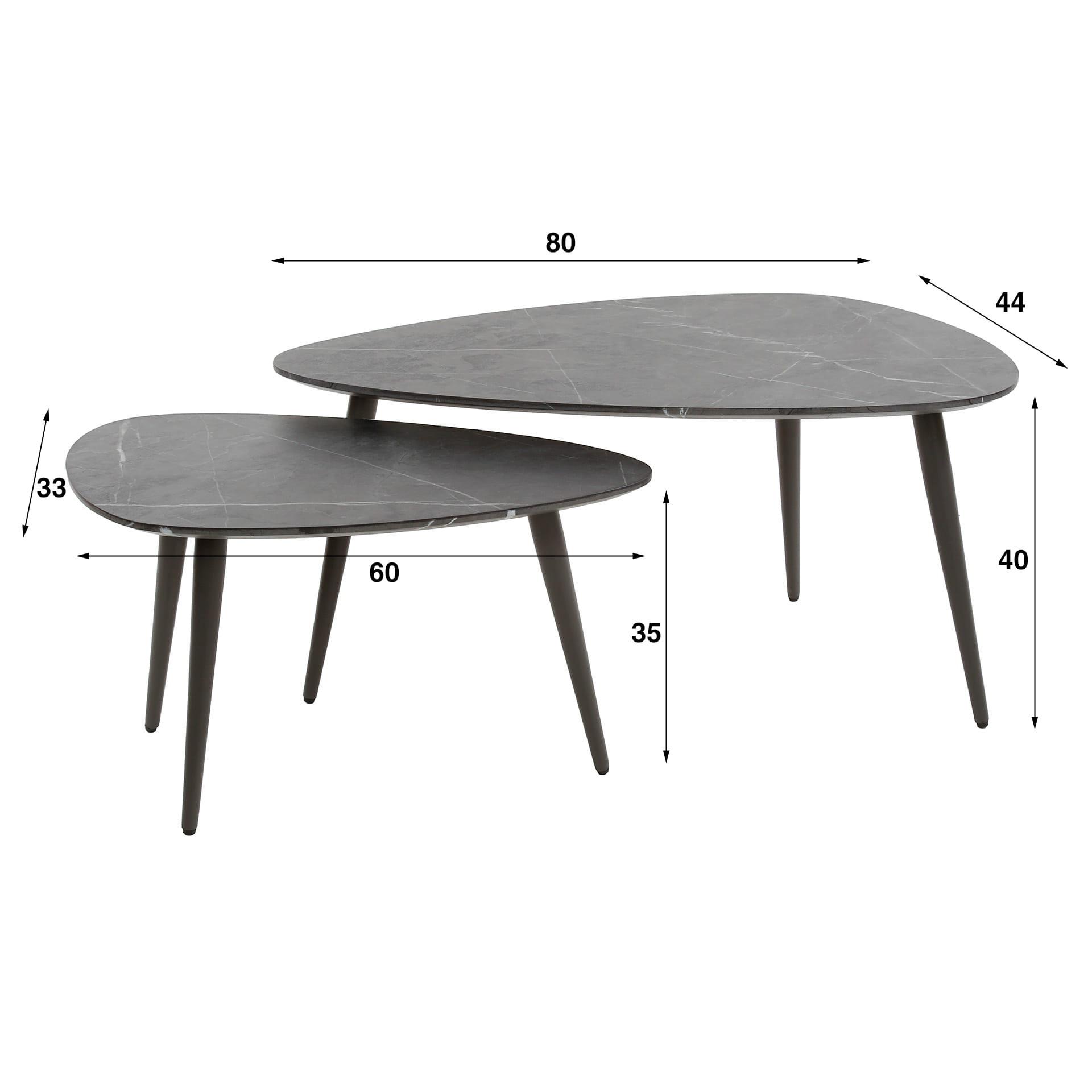 mutoni Table basse poire biologique (Ensemble de 2)  