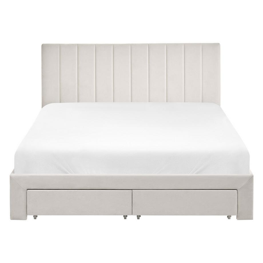 Beliani Bett mit Schubladen aus Samtstoff Glamourös LONZAC  