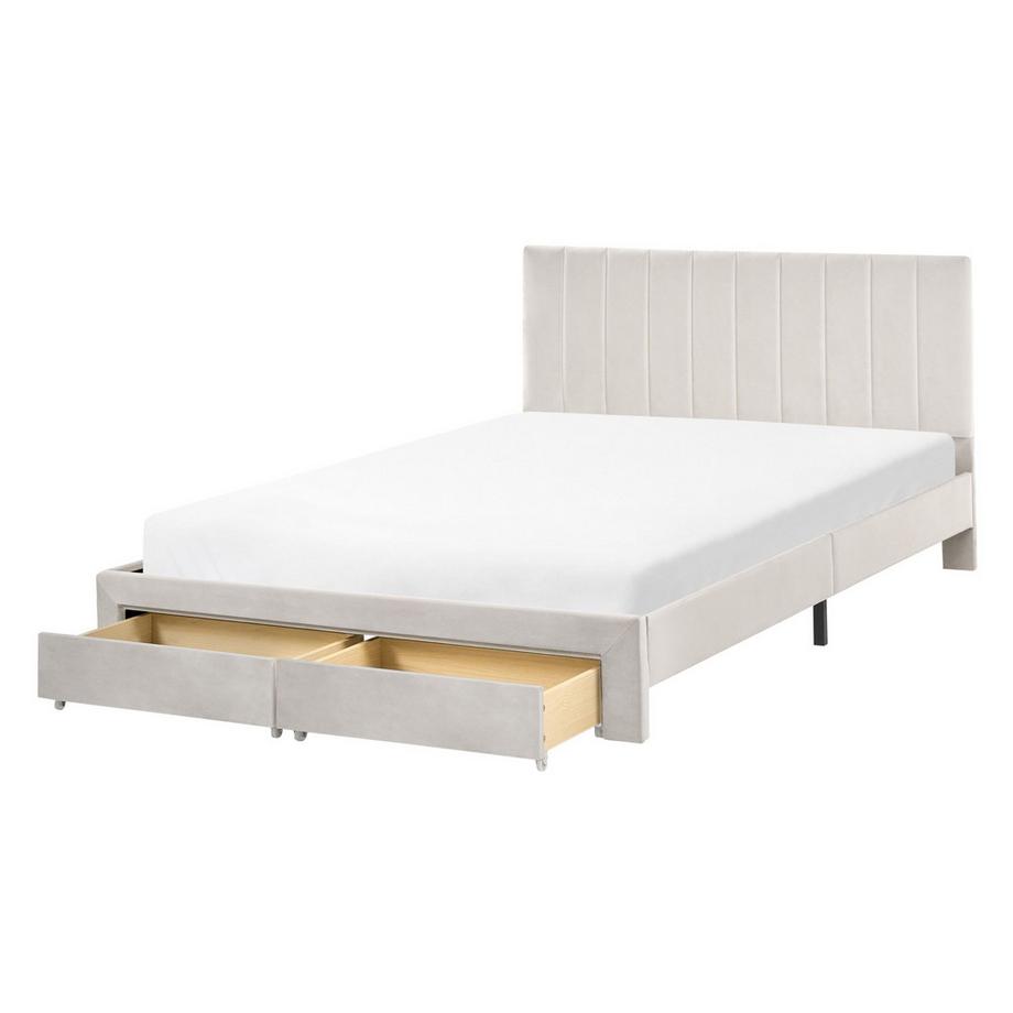 Bett mit Schubladen aus Samtstoff Glamourös LONZAC