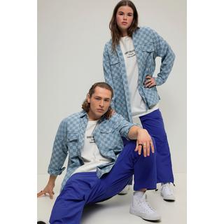 Studio Untold  Camicia di jeans unisex dal taglio oversize con design a scacchi e maniche lunghe 