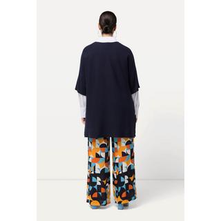 Ulla Popken  Pull, côtés ouverts, oversized, col rond, manches 3/4 