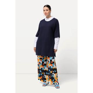 Ulla Popken  Pullover, offene Seiten, Oversized, Rundhals, 3/4-Arm 