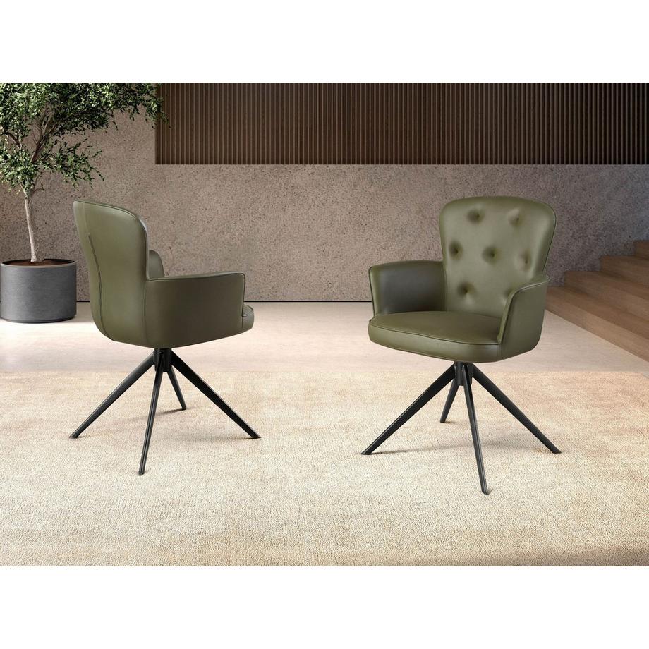 ANGEL CERDA Sedia girevole in similpelle verde scuro  