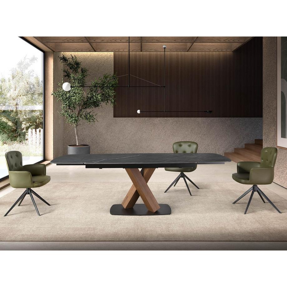 ANGEL CERDA Sedia girevole in similpelle verde scuro  