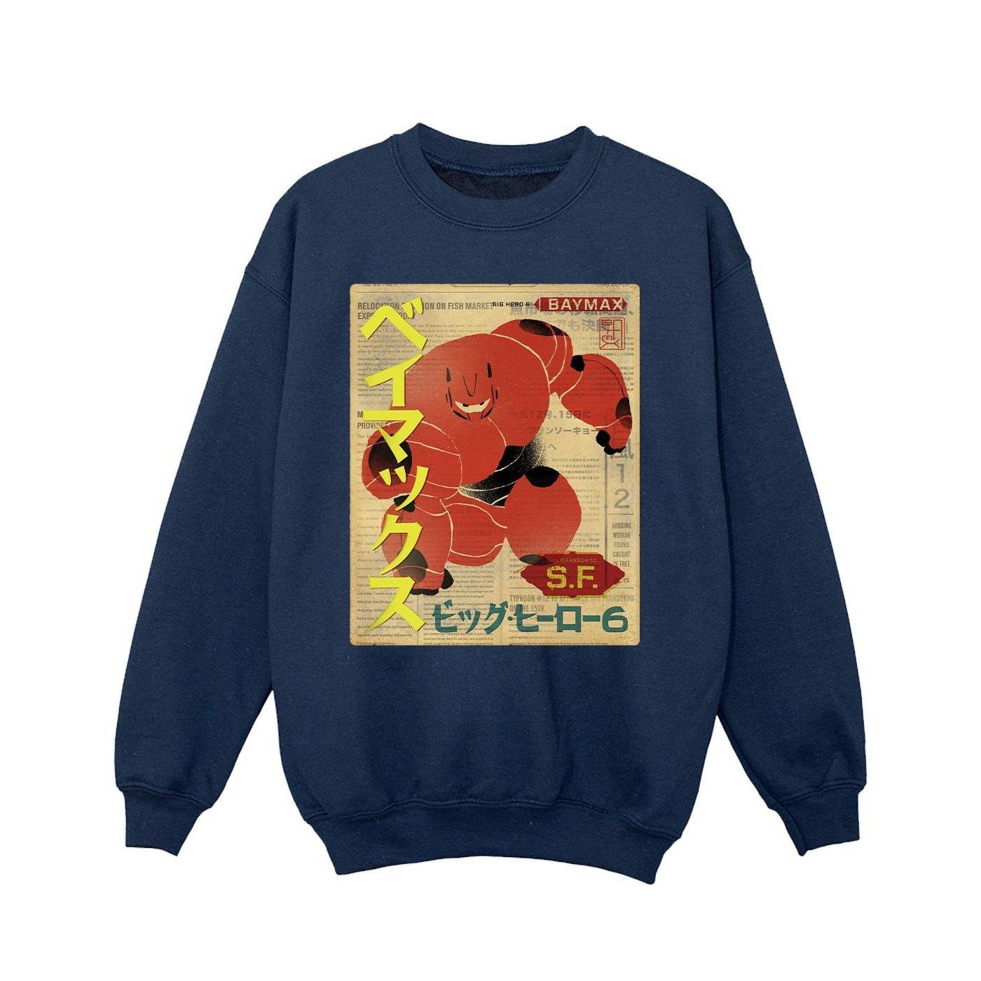 Image of Big Hero 6 Baymax Baymax Newspaper Sweatshirt Unisex Marine 152-158