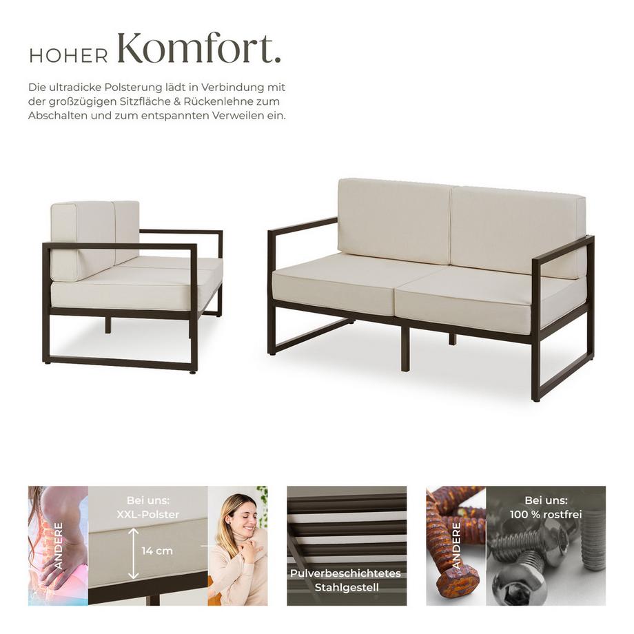 Tectake Canapé lounge de jardin COMOSA épaisseur du rembourrage de l'assise 14 cm  