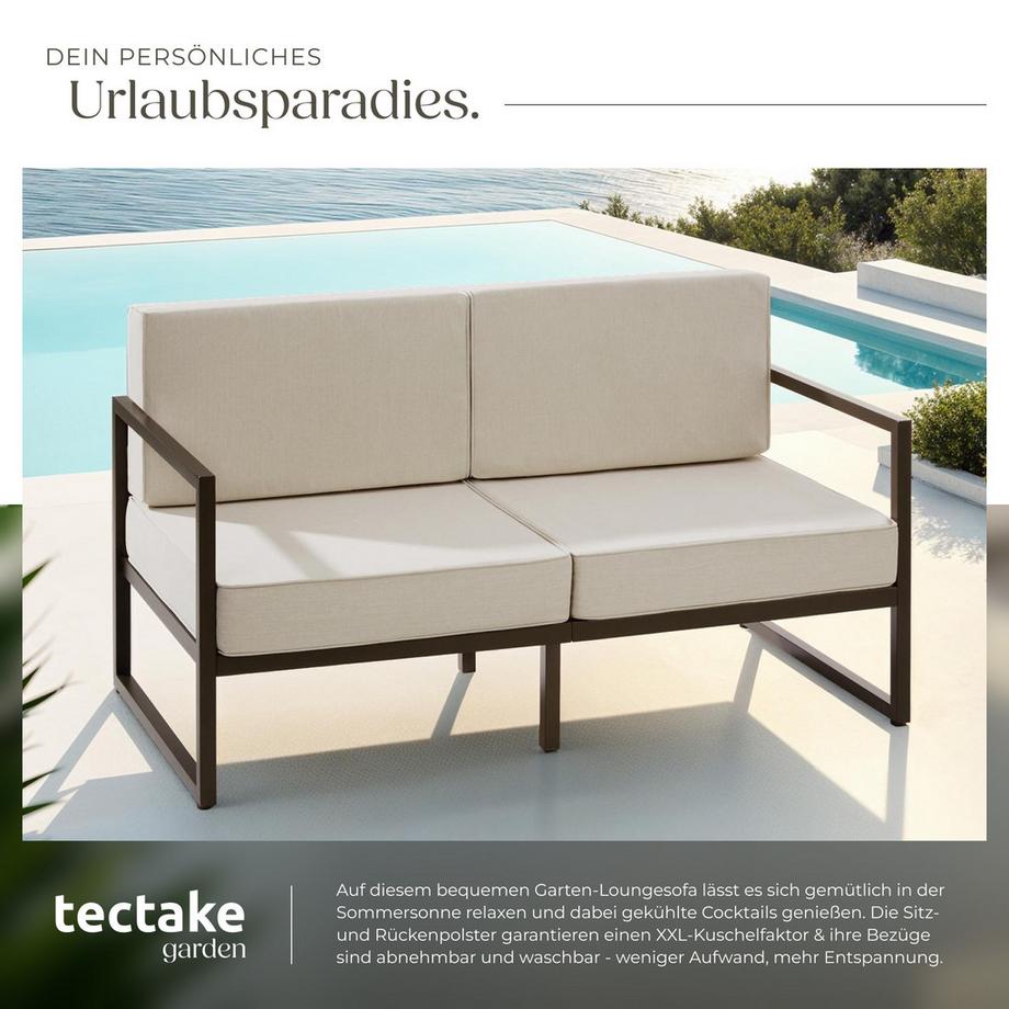 Tectake Canapé lounge de jardin COMOSA épaisseur du rembourrage de l'assise 14 cm  