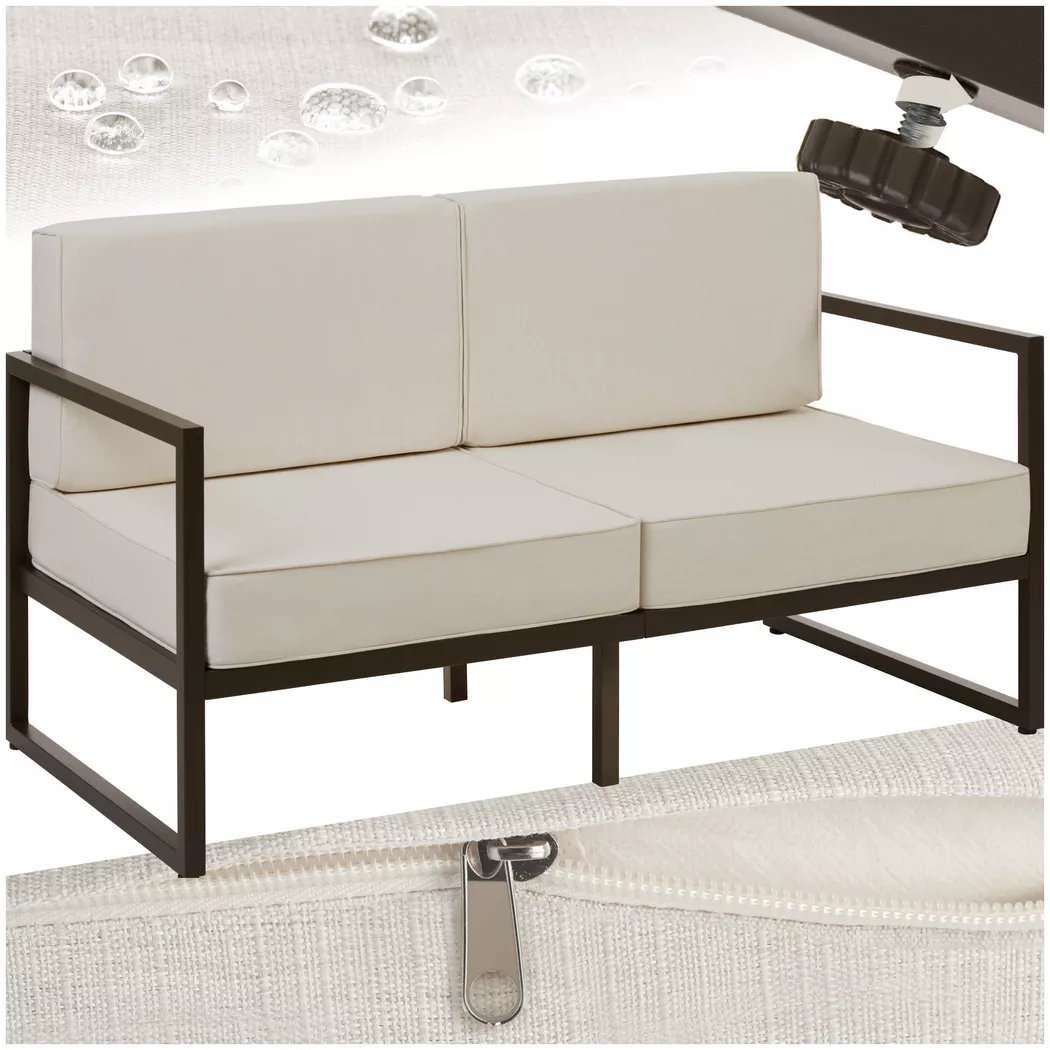 Tectake - Canapé lounge de jardin COMOSA épaisseur du rembourrage de l'assise 14 cm, One Size, Beige